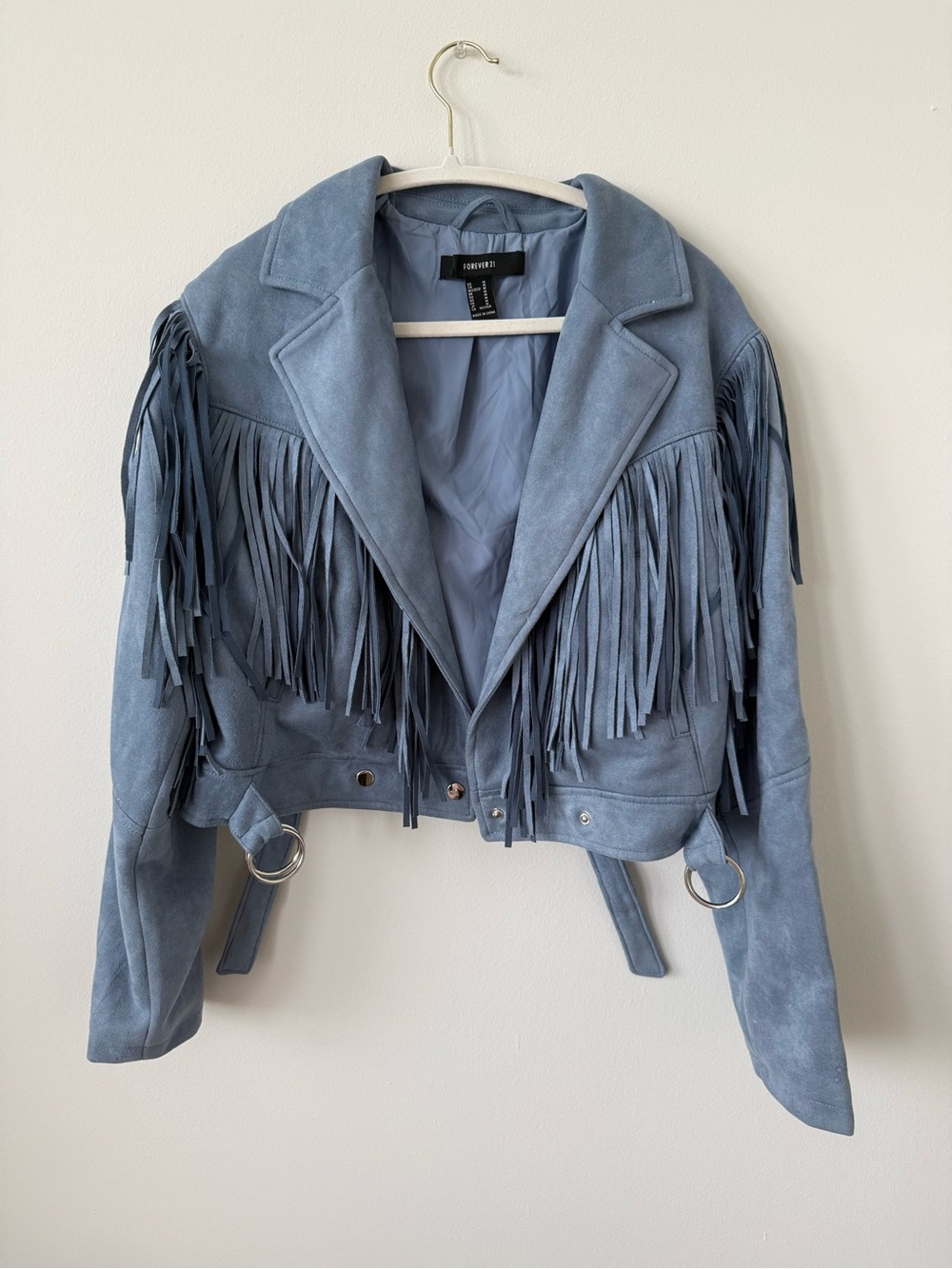 Faux suede fringe jacket